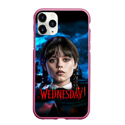 Чехол iPhone 11 Pro матовый Wednesday horror, цвет: 3D-малиновый