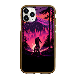 Чехол iPhone 11 Pro матовый Велопрогулка на закате, цвет: 3D-коричневый