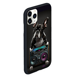 Чехол iPhone 11 Pro матовый Бульдог диско, цвет: 3D-черный — фото 2