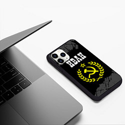 Чехол iPhone 11 Pro матовый Иван и желтый символ СССР со звездой, цвет: 3D-черный — фото 2