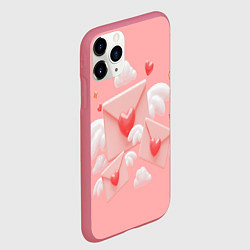 Чехол iPhone 11 Pro матовый Валентинки, цвет: 3D-малиновый — фото 2