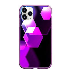 Чехол iPhone 11 Pro матовый Неоновая нейросеть соты, цвет: 3D-фиолетовый