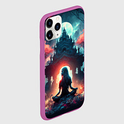 Чехол iPhone 11 Pro матовый Медитирующая девушка, цвет: 3D-фиолетовый — фото 2