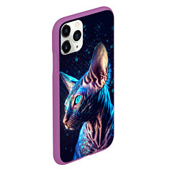 Чехол iPhone 11 Pro матовый Кот сфинкс и искорки, цвет: 3D-фиолетовый — фото 2