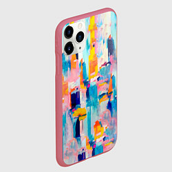 Чехол iPhone 11 Pro матовый Живописные мазки краски, цвет: 3D-малиновый — фото 2