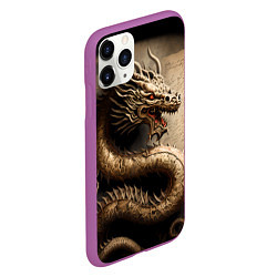 Чехол iPhone 11 Pro матовый Китайский дракон с открытой пастью, цвет: 3D-фиолетовый — фото 2