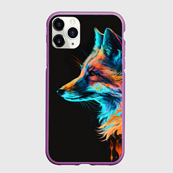 Чехол iPhone 11 Pro матовый Лиса красками, цвет: 3D-фиолетовый