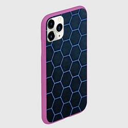 Чехол iPhone 11 Pro матовый Abstraction линии соты, цвет: 3D-фиолетовый — фото 2
