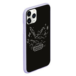 Чехол iPhone 11 Pro матовый Военная техника на черном фоне, цвет: 3D-светло-сиреневый — фото 2