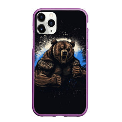 Чехол iPhone 11 Pro матовый Сильный медведь, цвет: 3D-фиолетовый