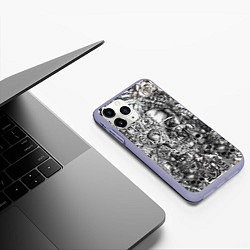 Чехол iPhone 11 Pro матовый Татуировки черепов, цвет: 3D-светло-сиреневый — фото 2