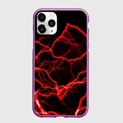 Чехол iPhone 11 Pro матовый Молнии гроза ночь, цвет: 3D-фиолетовый