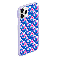 Чехол iPhone 11 Pro матовый Узор из сердечек, цвет: 3D-светло-сиреневый — фото 2