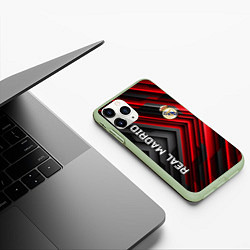 Чехол iPhone 11 Pro матовый Real Madrid art, цвет: 3D-салатовый — фото 2