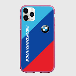 Чехол iPhone 11 Pro матовый Bmw - m colors, цвет: 3D-малиновый