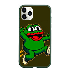 Чехол iPhone 11 Pro матовый Лягушонок Пепе начал бегать, цвет: 3D-темно-зеленый