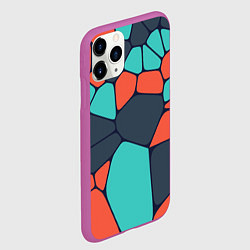Чехол iPhone 11 Pro матовый Абстрактный паттерн из светло-синих, чёрный и оран, цвет: 3D-фиолетовый — фото 2