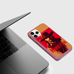 Чехол iPhone 11 Pro матовый John Marston poster, цвет: 3D-малиновый — фото 2