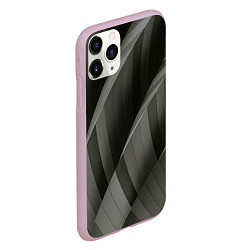Чехол iPhone 11 Pro матовый Абстрактные серые острые металлические листы, цвет: 3D-розовый — фото 2