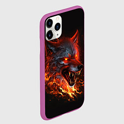 Чехол iPhone 11 Pro матовый Огненный злой волк с красными глазами, цвет: 3D-фиолетовый — фото 2