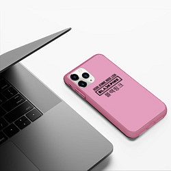Чехол iPhone 11 Pro матовый BlackPink Лого, цвет: 3D-малиновый — фото 2