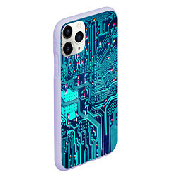 Чехол iPhone 11 Pro матовый Компьютерная плата, цвет: 3D-светло-сиреневый — фото 2
