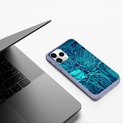 Чехол iPhone 11 Pro матовый Компьютерная плата, цвет: 3D-светло-сиреневый — фото 2