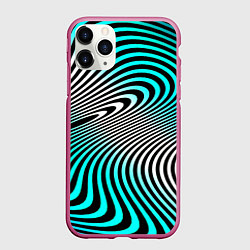 Чехол iPhone 11 Pro матовый Оптические волны психоделика, цвет: 3D-малиновый