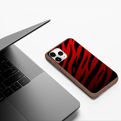 Чехол iPhone 11 Pro матовый Красный градиент - языки пламени, цвет: 3D-коричневый — фото 2