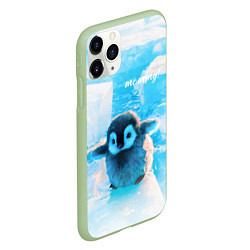 Чехол iPhone 11 Pro матовый Милый пингвин - мамочка, цвет: 3D-салатовый — фото 2