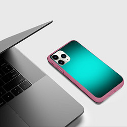 Чехол iPhone 11 Pro матовый Бирюзовый градиент, цвет: 3D-малиновый — фото 2