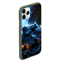 Чехол iPhone 11 Pro матовый Огонь и неоновый дым, цвет: 3D-темно-зеленый — фото 2