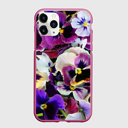 Чехол iPhone 11 Pro матовый Красивые анютины глазки, цвет: 3D-малиновый