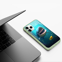 Чехол iPhone 11 Pro матовый Я акула туруру, цвет: 3D-салатовый — фото 2