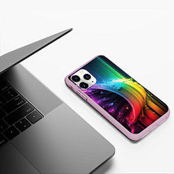 Чехол iPhone 11 Pro матовый Волна красок, цвет: 3D-розовый — фото 2