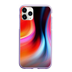 Чехол iPhone 11 Pro матовый Радужные волны, цвет: 3D-светло-сиреневый