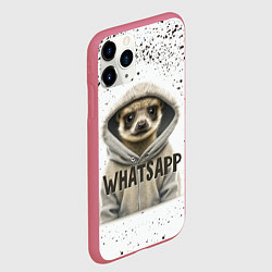 Чехол iPhone 11 Pro матовый Meerkats whatsapp, цвет: 3D-малиновый — фото 2