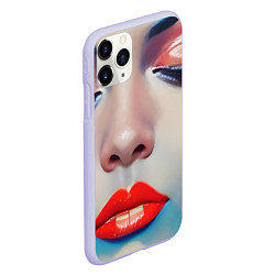 Чехол iPhone 11 Pro матовый Девушка с закрытыми глазами, цвет: 3D-светло-сиреневый — фото 2