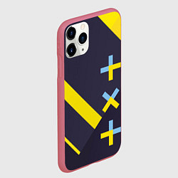 Чехол iPhone 11 Pro матовый TXT yellow geometry, цвет: 3D-малиновый — фото 2
