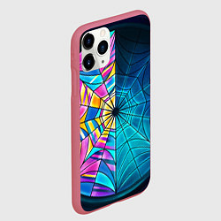 Чехол iPhone 11 Pro матовый Уэнсдей - окно ночной витраж - текстура зерна, цвет: 3D-малиновый — фото 2