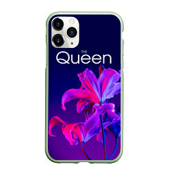 Чехол iPhone 11 Pro матовый The Queen Королева и цветы, цвет: 3D-салатовый