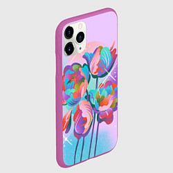 Чехол iPhone 11 Pro матовый Цветы и звезды, цвет: 3D-фиолетовый — фото 2