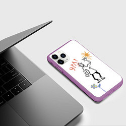 Чехол iPhone 11 Pro матовый Веселый человек, рисунок, цвет: 3D-фиолетовый — фото 2