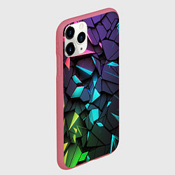 Чехол iPhone 11 Pro матовый Неоновые абстрактные каменные плиты, цвет: 3D-малиновый — фото 2