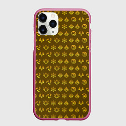 Чехол iPhone 11 Pro матовый Паттерн элементали под гео, цвет: 3D-малиновый