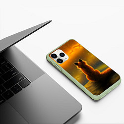 Чехол iPhone 11 Pro матовый Лиса духи предков, цвет: 3D-салатовый — фото 2