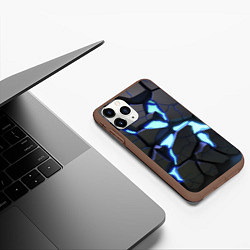 Чехол iPhone 11 Pro матовый Голубая светящаяся неоновая лава, цвет: 3D-коричневый — фото 2
