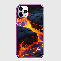 Чехол iPhone 11 Pro матовый Оранжевая лава, цвет: 3D-фиолетовый