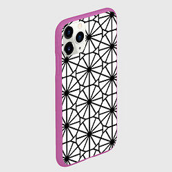 Чехол iPhone 11 Pro матовый Абстрактный чёрно-белый треугольно-круглый паттерн, цвет: 3D-фиолетовый — фото 2