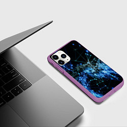 Чехол iPhone 11 Pro матовый Нейронные цепочки Midjourney, цвет: 3D-фиолетовый — фото 2